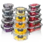 30 PC Glass Food Storage Containers with Lids - Reusable Glass Meal Prep Cont...