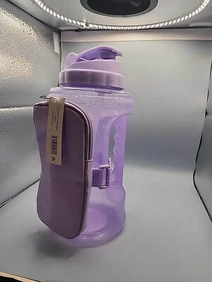 Mainstays 74oz Sports Water Bottle With Straw Time Marker Accessory Bag Lilac