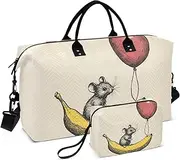 [YXYZRMY] Funny Mice Banana Travel Duffel Bag Gym Bag Sports Tote Bag with Multiple Interior Pockets Shoulder Weekender Bag for Women Men with Toiletry Bag 20.5”x 7.9”x 13.8”, Multi-Colored, one size