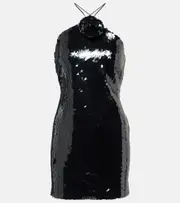 [Magda Butrym] Magda Butrym Floral-appliqué sequined minidress AU 14 black