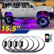 SUV Car 15.5'' RGB LED Wheel Ring Rim Lights Kit APP Bluetooth for Chevy Tahoe