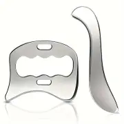 NNETM 2pcs Stainless Steel Gua Sha Massage Tool Set(Silver)