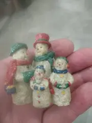 Hand Painted Glittered Snowmen Family Decorations Ornaments Salem Collection