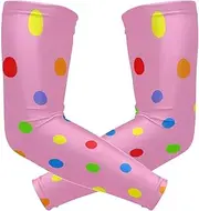 [voucong] Cartoon Colorful Dot Peach Cooling Arm Sleeves for Women (1 Pair), UV Sun Protection Compression Sleeve for Adult Men Cooling Feeling, M, Cartoon Colorful Dot Peach