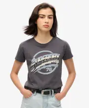 70s Rock Band Cap Sleeve Tshirt | Iron Smoke Grey