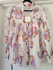SASS & BIDE BNWT Neon Skies Print Voluminous Top Size 10