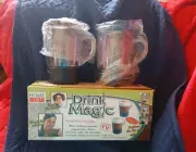 QVC DRINK MAGIC INSTANT MIXING 2 16 Oz MUGS HOT CHOCOLATE LATTE MOCHA CAP