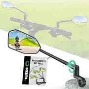 RBRL Bicycle Mirror for Handlebars with ProVision Real Glass, Aluminium Alloy Bicycle Mirror Arm, Shatterproof & Durable, 360° Rotatable & Foldable Bicycle Rear View Mirror, E-Bike, Escooter (Left +