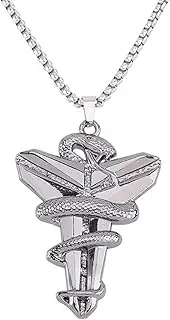 [BlingNook] 2025 New Year of Mamba Snake Necklace, Hip-Hop Stainless Steel Mamba Pendant Chain Chinese Zodiac Animal Good Luck Necklace Snake Lucky Charms Necklace Jewelry for Women Men