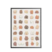 Butts Collage Canvas Wall Art Painting Funny Bathroom Modern Prints Minimalist Posters & Prints