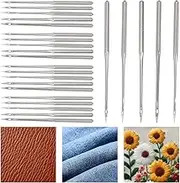 DELORIGIN 100pcs Iron Heavy Duty Sewing Machine Needles, 5 Sizes Industrial Sewing Machine Needles Sets, Universal Sizes Home Sewing Machine Needles for Embroidery Leather Jeans Thick Fabric Leather