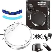 Smart Dual-Mode Robot Vacuum, Robot Vacuum and Mop Combo, Strong Suction Power, Auto Recharge, App/Remote Control, Ultra-Slim Quiet for Hard Floor, Carpet, Pets Hair (White)