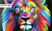 Lion Head pop art POSTER rainbow painting A0 A1 A2 Print FOR GLASS FRAMES