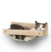 Cat Bed Hammock Mounted Perches Wooden Walnut Wall Furniture Black/white Stripe