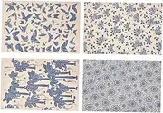 Exquisite 4pcs Blue White Clay Pottery Decals Underglaze Transfer Paper for Ceramic Decorations