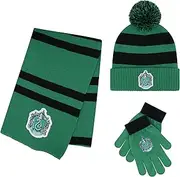 [Harry Potter] Winter Hat and Gloves with Set, Gryffindor, Slytherin, Hufflepuff, Ravenclaw, Winter Set 5-13 Year Olds
