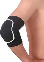 Pair of Compression Elbow Pads Arm Brace Support Fitness Arm Knee Protector Volleyball Basketball Breathable Elbow Wraps (Black)
