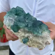 2.7lb NATURAL Green Cube FLUORITE Quartz Crystal Cluster Mineral Specimen healin