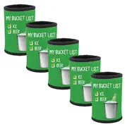 5pc My Bucket List Neoprene Stubby Holder Beverage Sleeve For 375ml Bottles/Cans