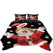 Merry Christmas Cats and Kittens Candy Snow Coverlet