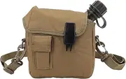 Flat Camping Water Bottle, Outdoor Hiking Water Bottle Portable Wearable 1.5L, with Travel Waist Bag (Khaki)