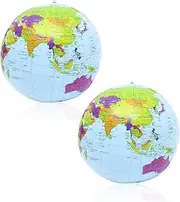 Pack of 2 Inflatable World Globe Balloon Water Ball World Globe for Beach Play or Teaching Birthday Parties Science Geography Education