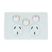 Clipsal Classic C2000 Series Double Powerpoint With Extra Switch 250V 10Amp Horizontal White - C2025XA-WE