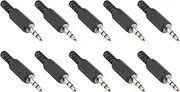 10x 3.5mm 1/8" Male Plug Jack TRS 3 Pole Stereo Headphone Headset Earphone Metal Solder Audio Cable Repair Replacement Connectors Black