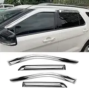 94251Y Chrome Side Window Visor Wind Vent Deflector,4pc Outside Mount Style Shade Sun Rain Guards Set fit for 2008-2016 Chevy Town & Country,2008-2018 Dodge Grand Caravan