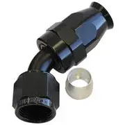 Aeroflow 200 Series PTFE 45° Hose End -10AN, AF202-10DBLK