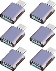 6 Pack Up to 10Gbps/120W Usbc to USB Adapter,USA to USB-c adopters,U sb to USB C Connector,Type C Male to a Female Adapter for Charger,Phone 15/16, PC, Laptop, Tablet, Keyboard etc, Navy Blue