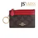 COACH 立體馬車緹花LOGO卡夾鑰匙零錢包(咖啡X紅)｜100%原廠真品｜JS Maxx官方旗艦館