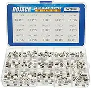 BOJACK 15 Values 150 pcs Fast blow Glass Fuses Assortment Kit 5x20 mm 250 V 0.1 0.2 0.25 0.5 1 1.5 2 3 4 5 8 10 12 15 20 A packag in a clear plastic box