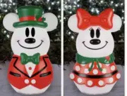 Disney Mickey & Minnie Mouse Lighted Christmas Blow Mold 23” Snowman Set 2023