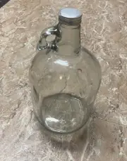 Vtg Clear One Gallon Glass Jug Bottle Liquor Wine Old Large Glass W Lid