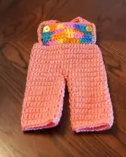 Cabbage Patch Kid Crochet Doll Bib Overalls - Handmade - 15" CPK - Shrimp