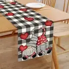 Plaid Valentine's Day Table Runner Red Heart Tablecloth Scene Arrangement