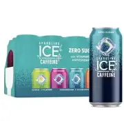 Sparkling Ice +Caffeine Variety Pack Flavored Sparkling Water Zero Sugar with...