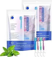 5 in 1 Mini Toothbrush & Floss & Tongue Scraper & Toothpick Set, 5 in 1 Toothbrush & Floss, Disposable Toothbrushes with Toothpaste (2set)