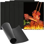 6 BBQ Grill Mats for Gas Grill, 40 x 30 cm Grill Mats for Charcoal Grill Mats Teflon Grill Plate Grill Mats for Gas Grill Accessories, Non-Stick Reusable Baking Mats for Charcoal Oven Mat