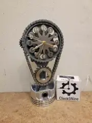 Stainless Steel Face Chevy Small block Timing Chain Gear Clock, Rotating.