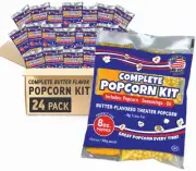 Popcorn Kit, 24 Packs for a 8 oz Popper, Movie Theater Popcorn Kernels, Oil &...