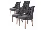 4X French Provincial Dining Chair Oak Leg AMOUR BLACK