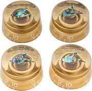 [Musiclily] Pro Metric Coarse 18-Spline Abalone Bird Top Guitar Knobs Tone Volume Speed Control Knobs for Epiphone Les Paul SG Style Electric Guitar, Gold (Set of 4)