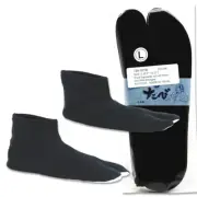 Unisex Japanese Kimono Geta Flip Flops Sandals Nylon Tabi Socks (Black, Large)