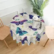 Butterfly Tablecloth Round Table Cloth 60 Inch Waterproof Party Table Covers for Picnic Kitchen Outdoor