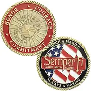 US Marine Corps & US Navy Challenge Coin – Semper Fidelis Military Honor Coin, Tribute to Marine & Navy Veterans