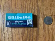 Old Gillette Super Blue Blades. 10 count. Priced on back for 69c.
