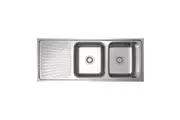 Tisira 118cm 2 Bowl Stainless Steel Kitchen Sink With Left Hand Drainer (TSLE1180L)