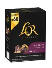 L'OR Espresso Supremo Coffee Capsules 60 Pack Compatible with Nespresso Machines